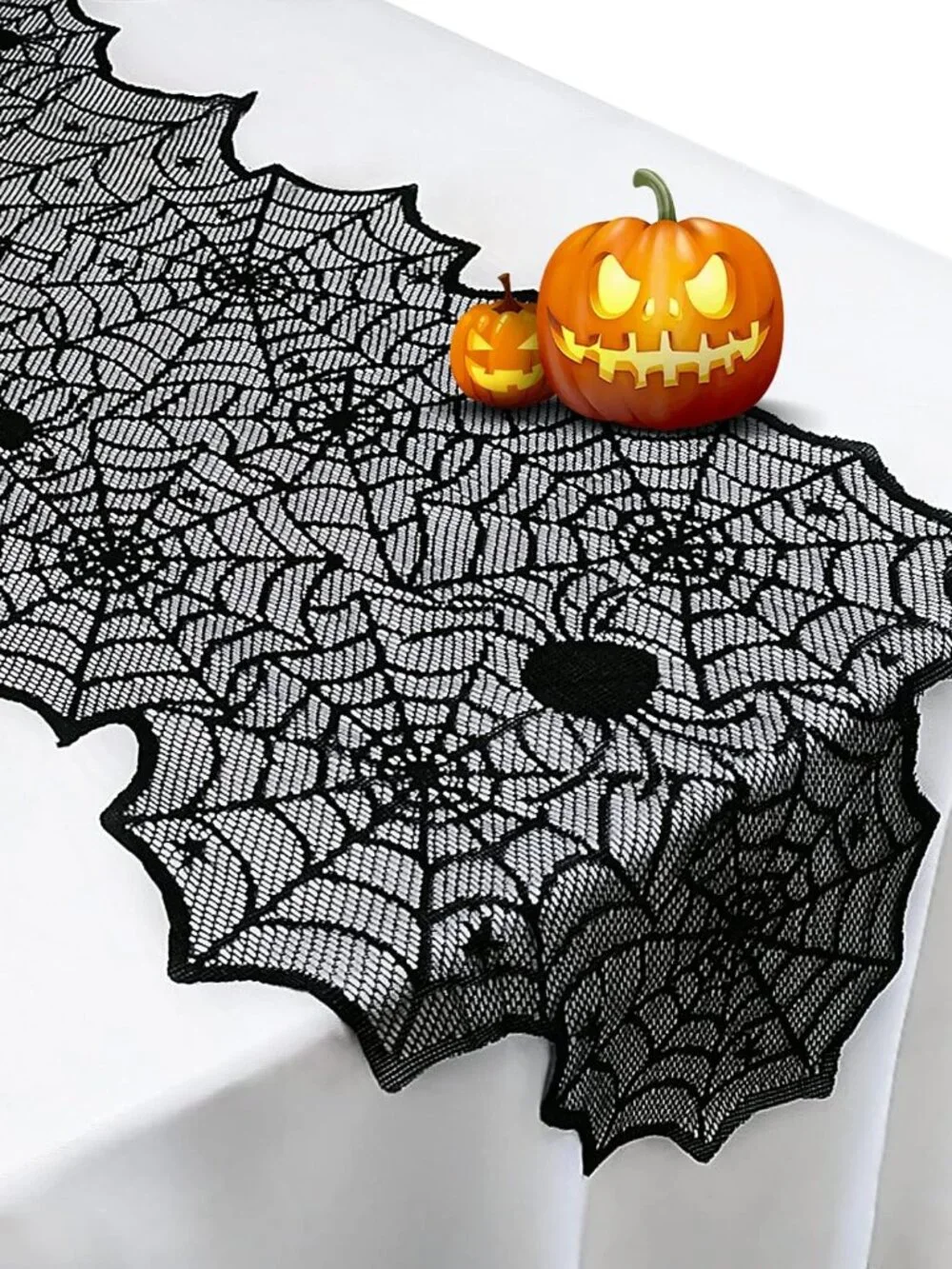 Halloween Black Lace Spider Web Table Runners 18 x 72 Inch NEW
